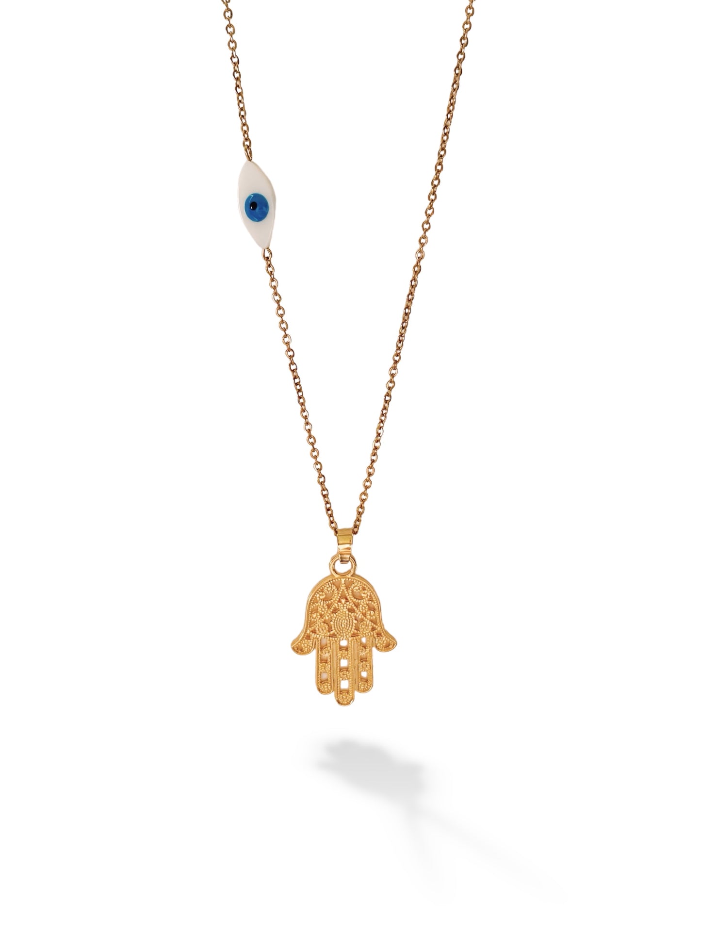 Hamsa- Evil Eye Pendant, Vermeil Gold