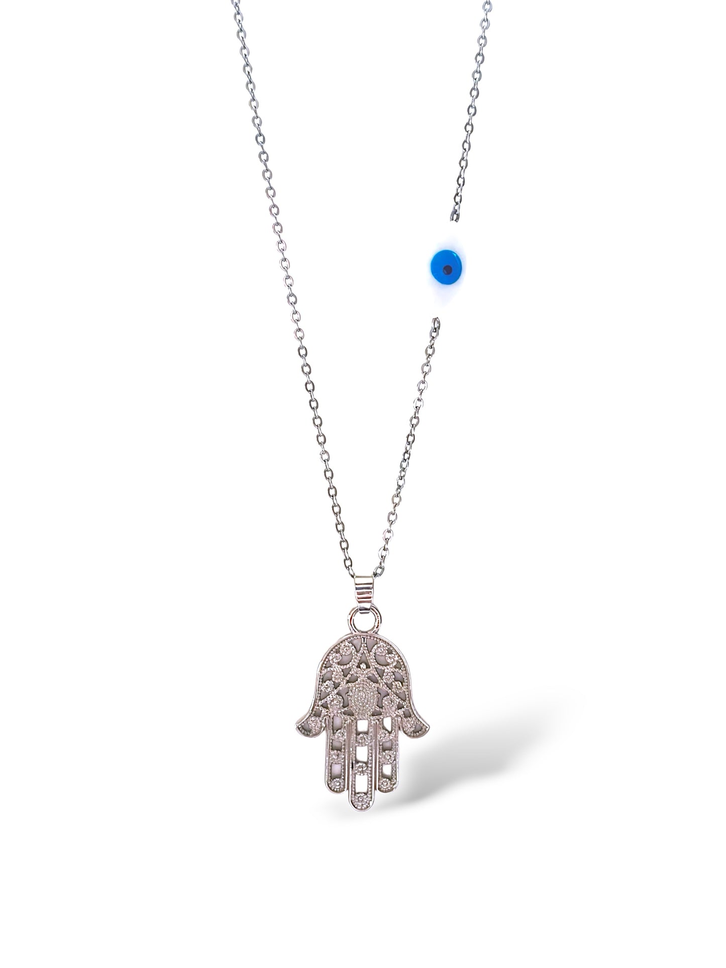 Hamsa-Evil Eye Pendant,, Sterling Silver