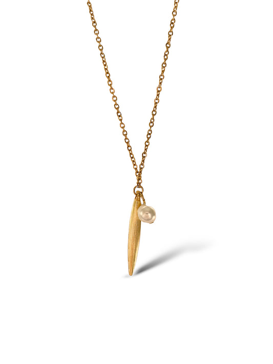 Arrow Pendant - Pearl, Vermeil Gold