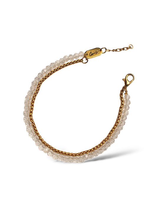 Box-Transparent Crystal Chain Bracelet, Vermeil Gold (2.5 mm)