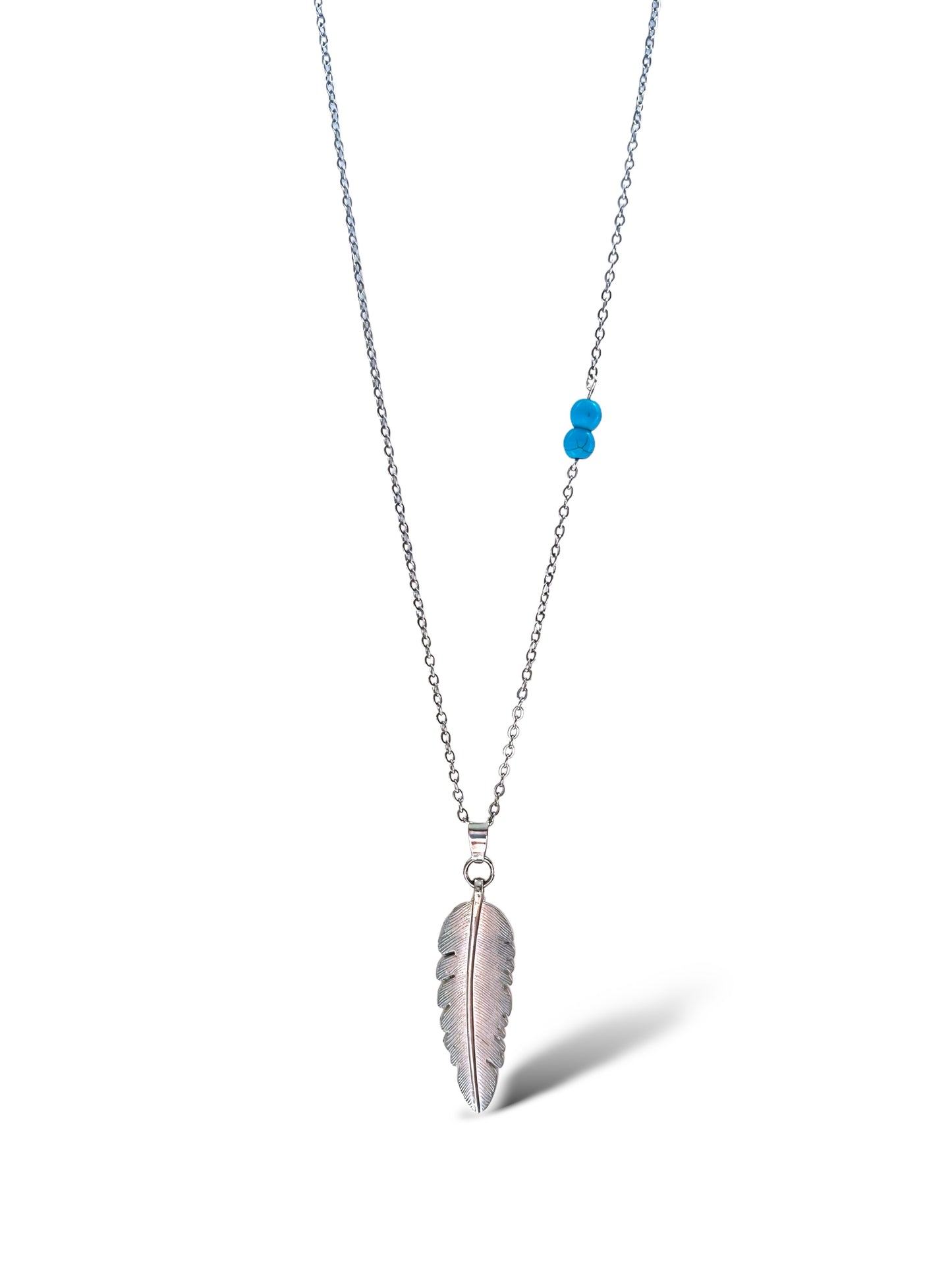 Tree Leaf Pendant-Blue Stones, Sterling Silver