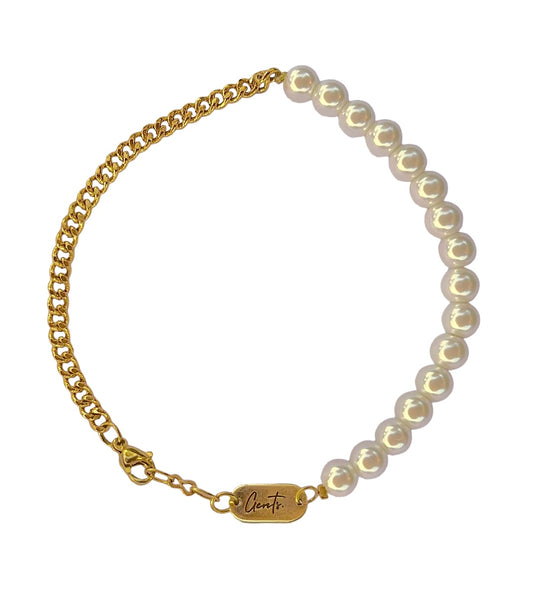 Curb Chain, Fresh Pearl Bracelet, Gold Vermeil.